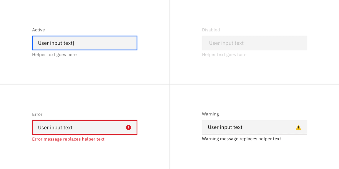 Text input states in the fixed style